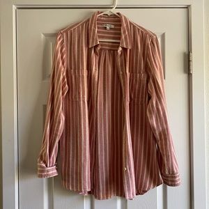 Madewell pink stripped flannel
